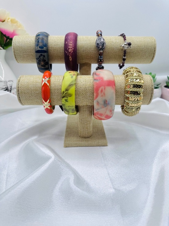Jewelry - Vintage Mixed Bracelet Lot Resin Bangle Beaded Stretch 8 Bracelets Boho
